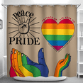 thumbnail image 1 of Vibrant Peace & Pride Shower Curtain - Colorful Rainbow Design with Heart & Hands - Inclusive Home Decor, 1 of 4