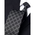 thumbnail image 2 of Yongchuantie Men's Black Checkered Pattern Tie Hand Knot 9CM Wide Tie+Gift Box, 2 of 6