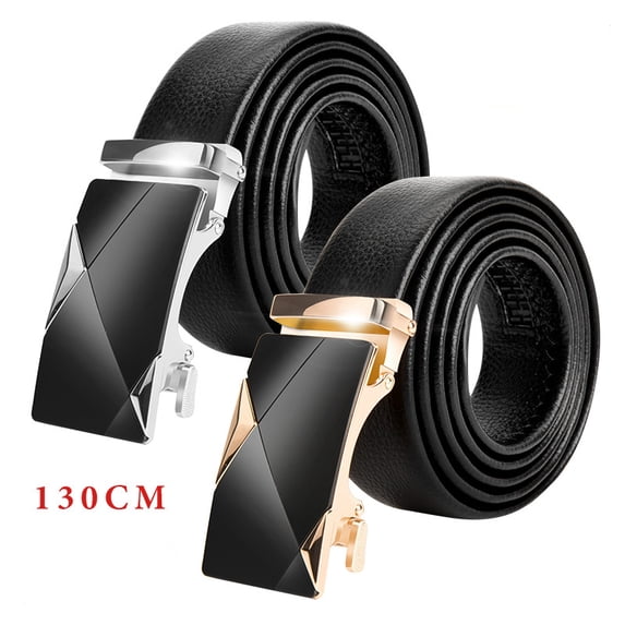 1PCS Mens Ratchet Belt, PU Leather Belt with Automatic Buckle Zinc Alloy, Gift Set for Men, Gold