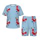 thumbnail image 1 of Balery Red Funny Crab on Blue Stripe Conjunto de Pijama Infantil de Manga Corta con Estampado – Ropa de Dormir de Algodón Suave-Large, 1 of 6