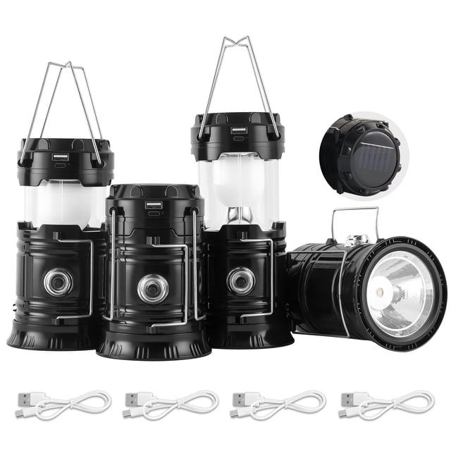 Farol solar portátil plegable Lichamp para camping, paquete de 4 unidades