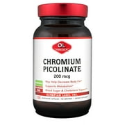 Olympian Labs Chromium Picolinate 200 mcg Vegetarian Capsules, 100 count
