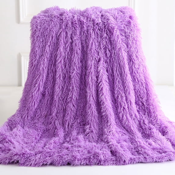 ANMINY Faux Fur Blanket Soft Warm Reversible Fluffy Bed Sofa Couch Throw Twin Shaggy Blanket