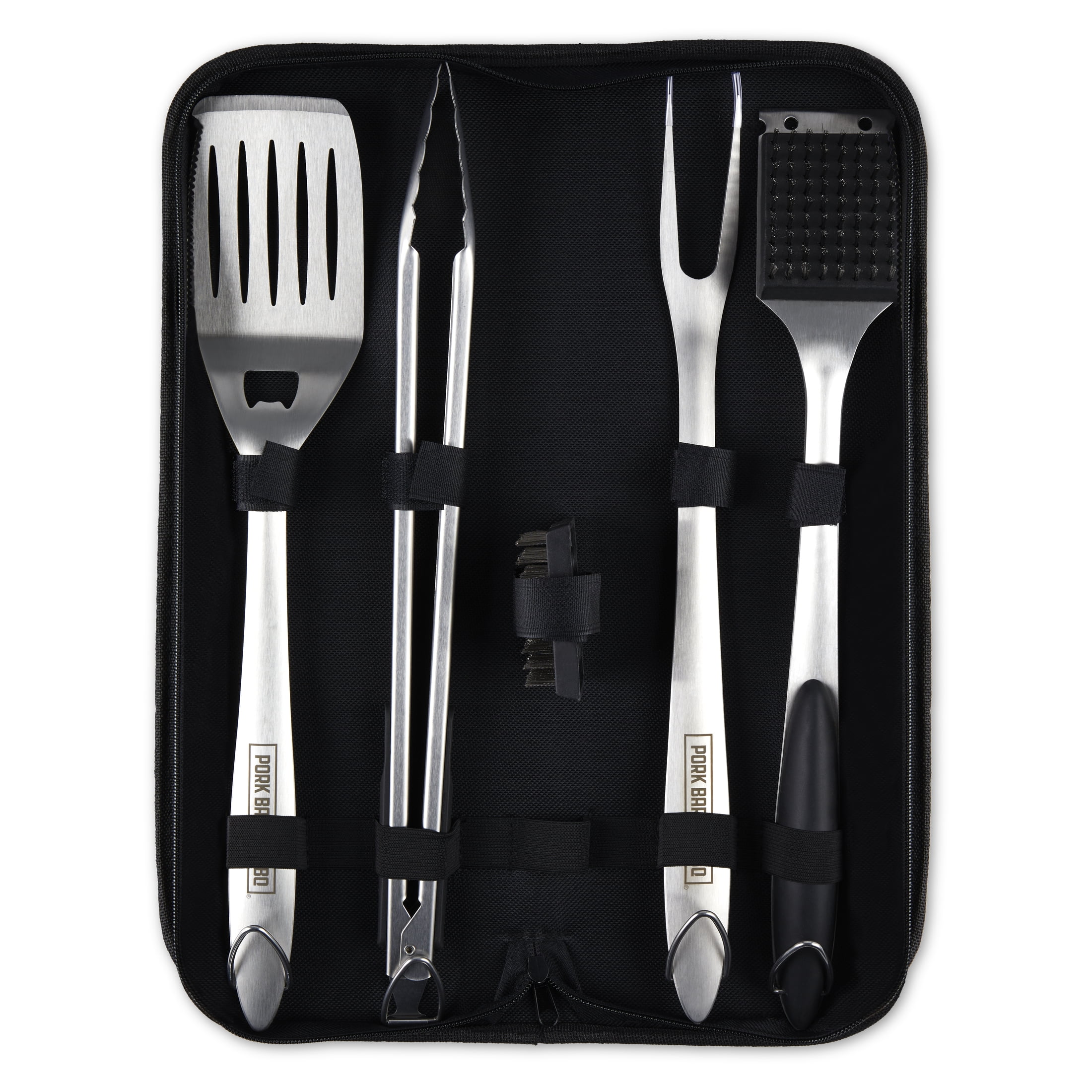 Pork Barrel BBQ Premium BBQ Tool Set - Heavy Duty Stainless Steel Grilling Tools & Grill Accessories with Storage Case