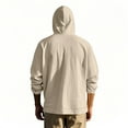 thumbnail image 5 of Men Cotton Linen Hoodies Long Sleeve Button Down Sweatshirt Casual Loose Hooded Pullover Tops Lightweight Fall Fashion Outfits with Pocket, 5 of 5