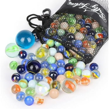 66PCS Glass Marbles, 3 Sizes Assorted Colors Bulk Marbles Toy, DIY and Home Decoration