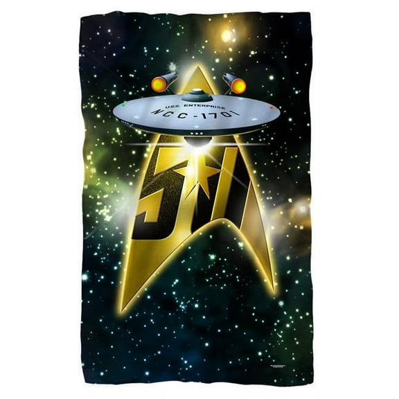 Star Trek/50th Ship-fleece Blanket-white-36x58
