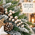 thumbnail image 3 of 24 Inch Artificial Christmas Wreath with “Welcome” Wood Sign, Frosted Greenery, White Berries, Pinecones and Star Accents, Holiday Door Decor with Hanging Hook, 3 of 9