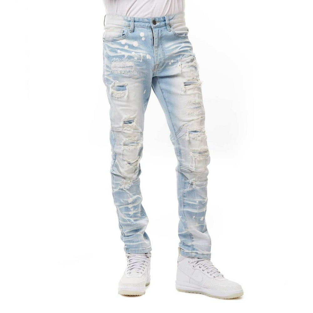 Smoke Rise Smoke Rise Men's Fashion Rip and Repair Slim Fit Jeans