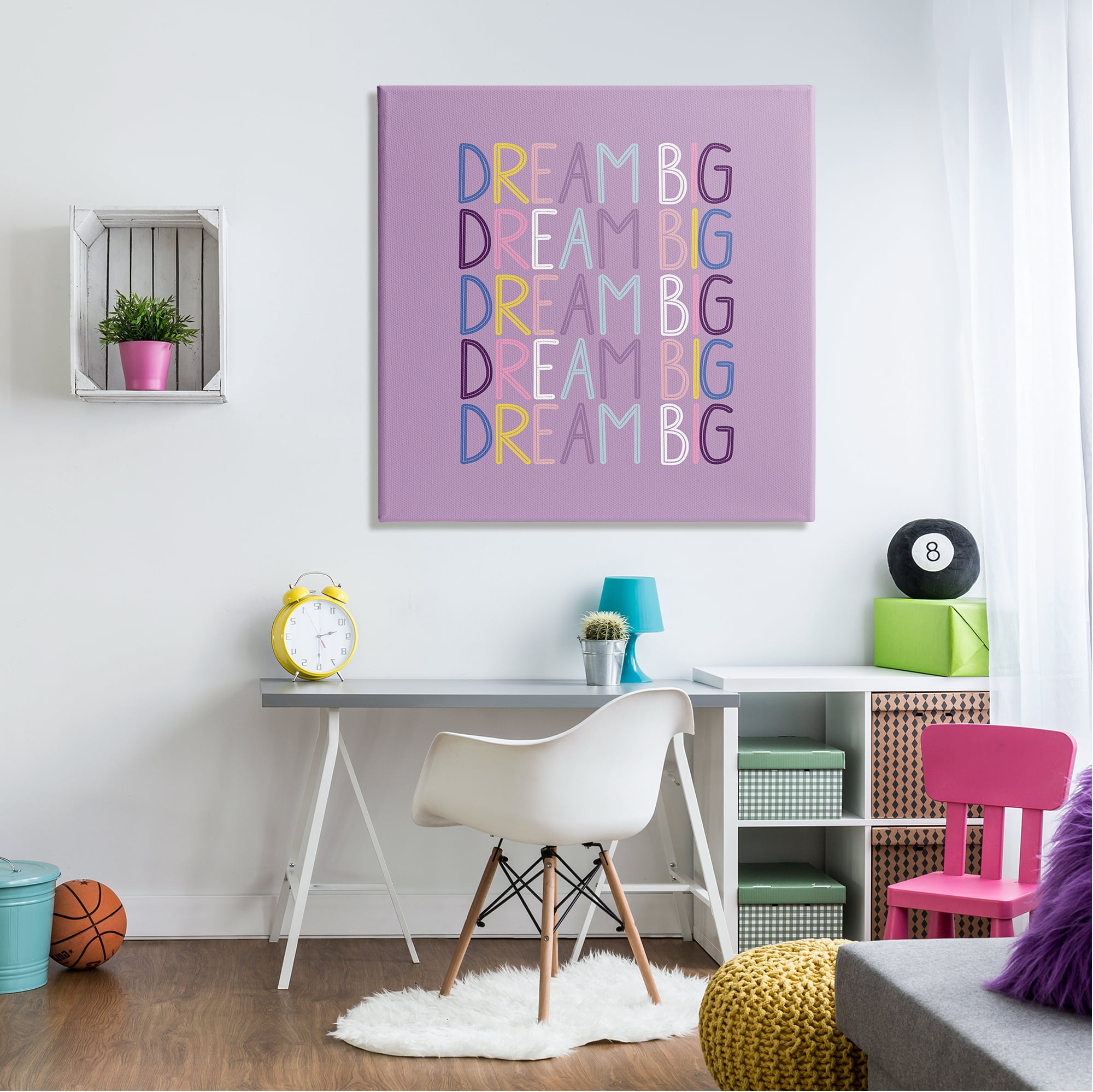 Stupell Industries Dream Big Purple Phrase Inspirational Painting Gallery Wrapped Canvas Art Print Wall Art, 36 x 36