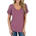 thumbnail image 3 of T-shirts à Manches Courtes Col en V pour Femmes Tee-Shirt Décontracté Ample, 3 of 3