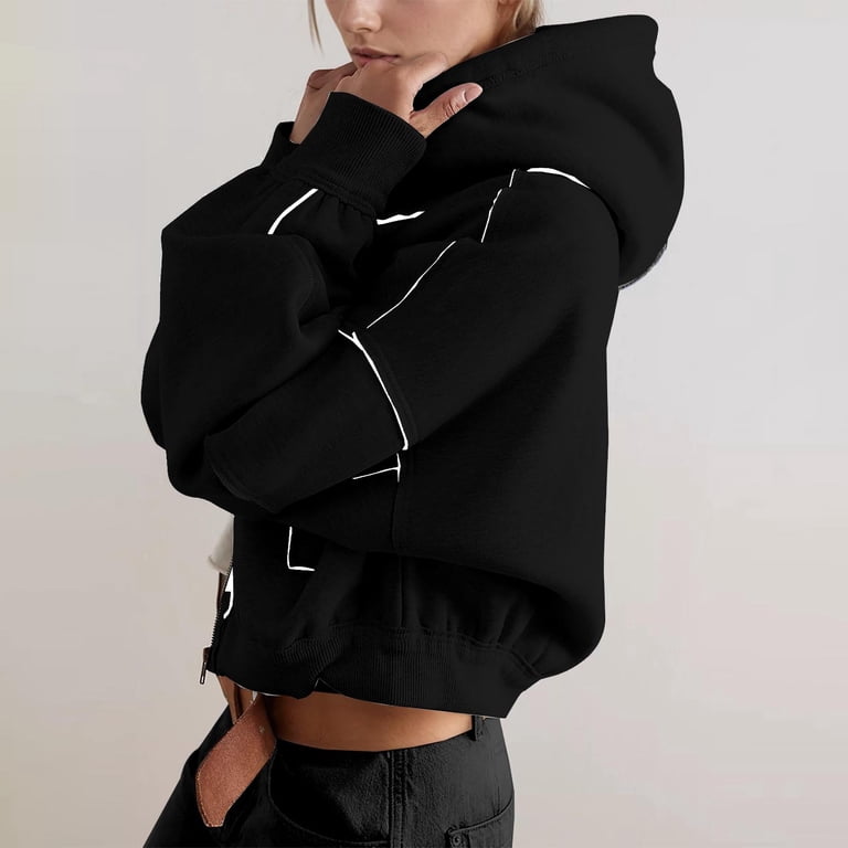 JGGSPWM Cropped Zip Up Hoodie Fall Y2K Women