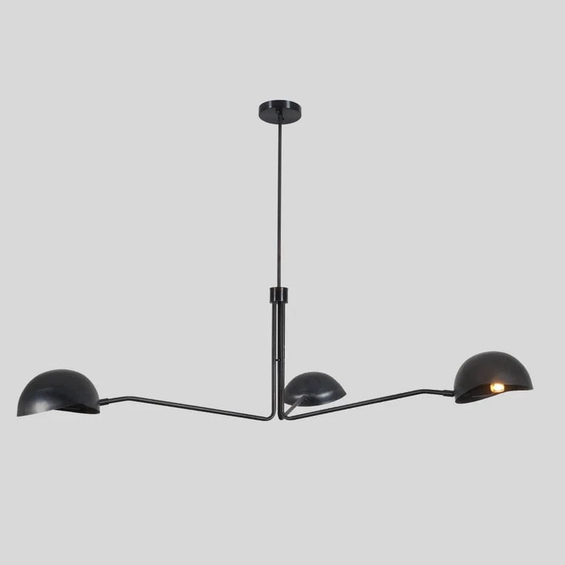 3 Arm Mid Century Modern Sputnik Chandelier, Multi Arm Pendant Light Fixture, Vintage Inspired Luxury Decor Handcrafted Lighting