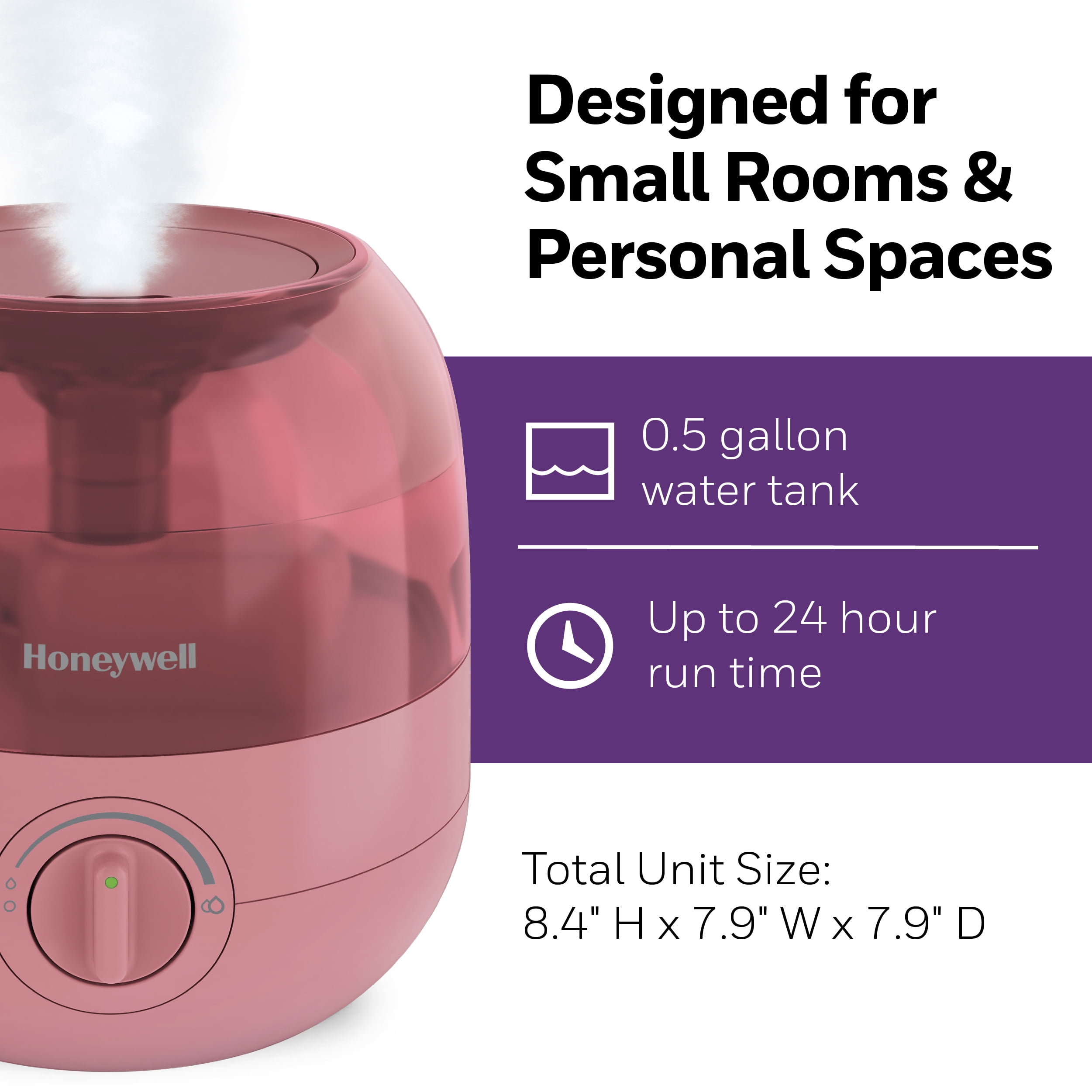 Honeywell Mini Mist Cool Mist Humidifier, HUL525R, Red
