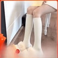 thumbnail image 1 of Calcetines de invierno con rayas de color blanco lechoso para mujer, calcetines hasta la pantorrilla con estampado vertical de viento JK Pure Desire, calcetines japoneses hasta la rodilla, 1 of 5
