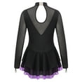 thumbnail image 5 of TiaoBug Kids Girls Long Sleeve Figure Ice Skating Dress Ballet Leotard Tutu Skirt Dancewear Purple 10, 5 of 7