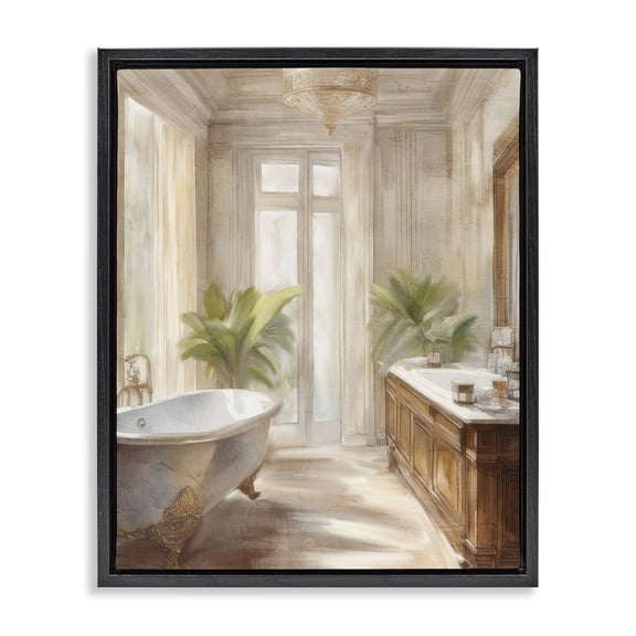 Stupell Industries Serenity Bath Bathroom Painting Black Framed Floater Canvas Wall Art design by Kim Allen, 21 x 17