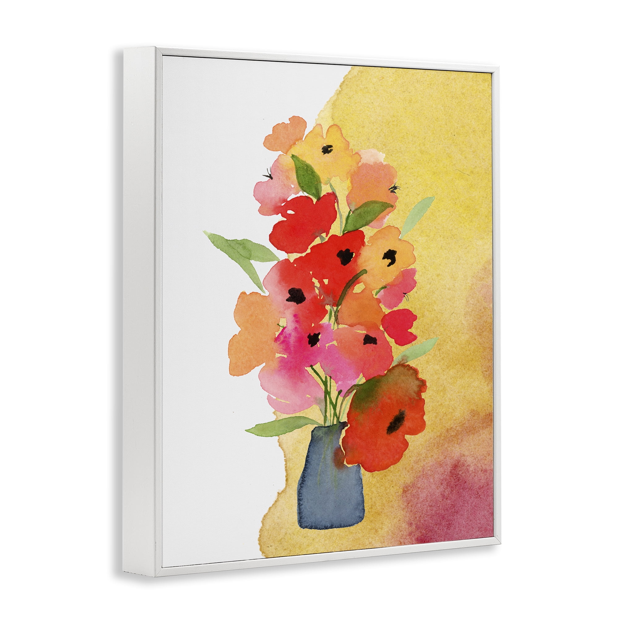 Stupell Industries Bright Abstract Florals Botanical & Floral Painting White Framed Art Print Wall Art, 11 x 14