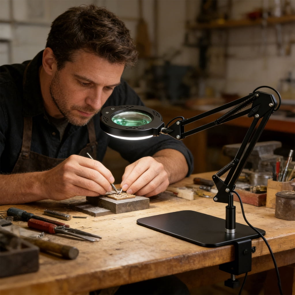Brilliant Led Magnifying Lamp Offering Extendable Arm And Strong Metal Support