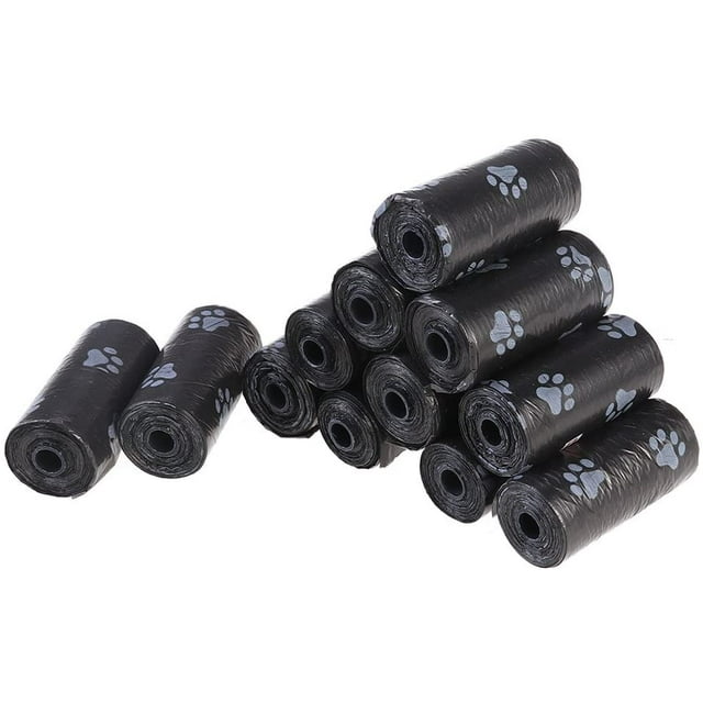 Sacs à Caca pour Chiens, Chats, Animaux de Compagnie, Noirs, 12 Rouleaux (180 Sacs au Total)