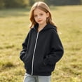 thumbnail image 3 of HomeDM Girls Boys Long Sleeve Sweatshirts Full Zip Long Sleeve Hoodie with Pockets Solid Color, 3 of 10