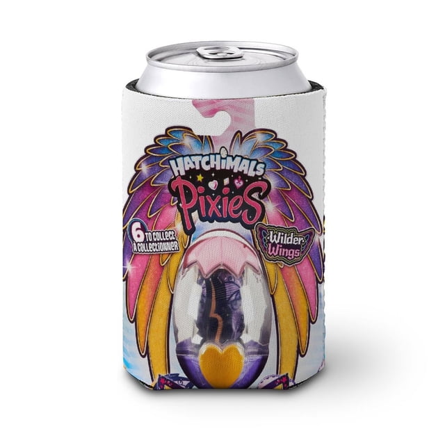 Hatchimals Pixies Funda enfriadora de latas, aislante de bebidas para mantener frías o calientes, funda térmica plegable para latas, portabebidas reutilizable