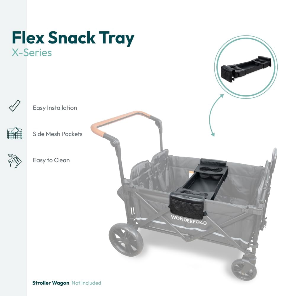WONDERFOLD X Series Snack Tray for X4 Stroller Wagon with Flip-Out Cup Holders to Maximize Space, Easy Install (X4 Wagon Stroller Compatible ONLY)
