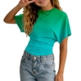 thumbnail image 3 of Girls Tshirts Summer Tops Short Sleeves Solid Color Tees Casual Crew Neck Basic Tees for Kids Green 3-4years, 3 of 6