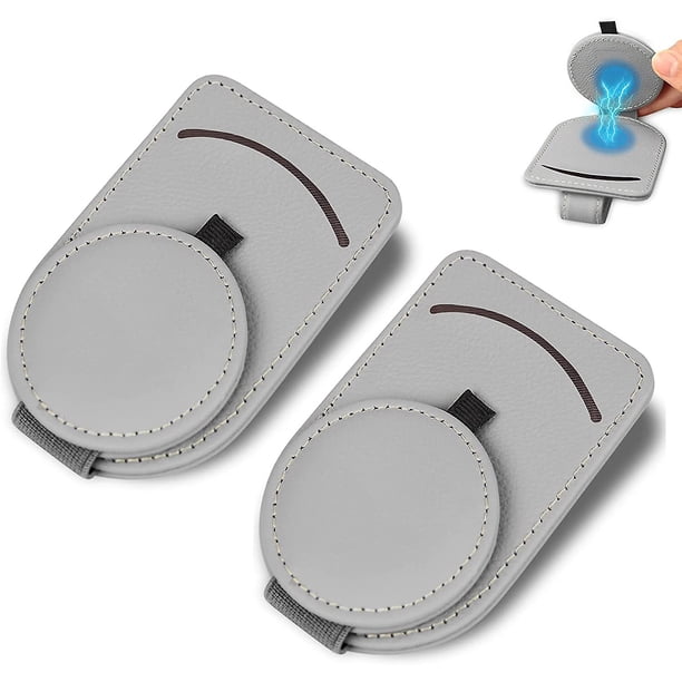 Otra pieza de repuesto para coche Paquete de 2 soportes universales para gafas de coche, soporte para gafas de sol para coche, clip de soporte para gafas de sol de metal y cuero para visera de co