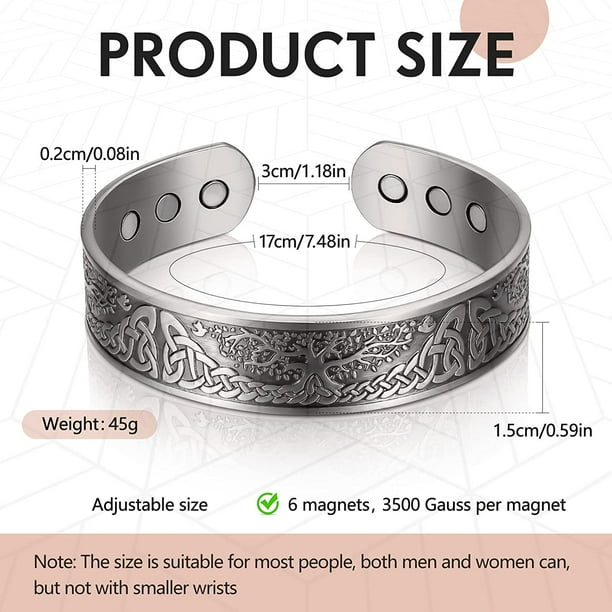 Copper Magnetic Bracelet Silver for Men Women Life Tree Copper