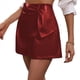 thumbnail image 3 of Faldas de para Mujer, Pantalones Cortos de Sintético de Cintura Alta, Falda Cruzada Fruncida con Cintura Elástica. Vino Tinto L, 3 of 8