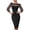 *Black, variant on ClodeEU Women's Off Shoulder Mesh 3/4 Sleeve Sweetheart Midi Bodycon Pencil Dress,Elegant Cocktail Wedding Guest Evening Gown Black,Women's Plus L