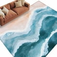 thumbnail image 3 of Navy Blue Waves Coastal 6x9 Area Rugs, Teal Ombre Summer Beach Oceans Non-Skid Rubber Backing Large Rectangle Rugs - Living Room Bedroom Home Office, Indoor Floor Mat Carpets Washable Rug, 3 of 9