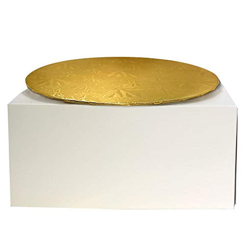 12' Combo Box Set - 12x12x6 White Cake Box with 12' Gold Round Drum 1/4'
