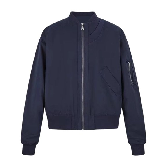 YUGYXL Men's Classic Stand Collar Bomber Jacket with Pockets Full Zip Lightweight Casual Flight Coat for Daily Streetwear Black Jacket