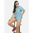 thumbnail image 3 of Stylore Womens Hawaiian Shirt Short Sleeve Blouse Funky Cherry Turquoise XXL, 3 of 7