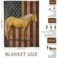 thumbnail image 3 of Patriotic Horse Blanket, Flannel Blankets Gifts for Boys Girls Adults, Warm Cozy Soft Fuzzy Throw for Couch, Bed, Room Decor 60x80 in, 3 of 10