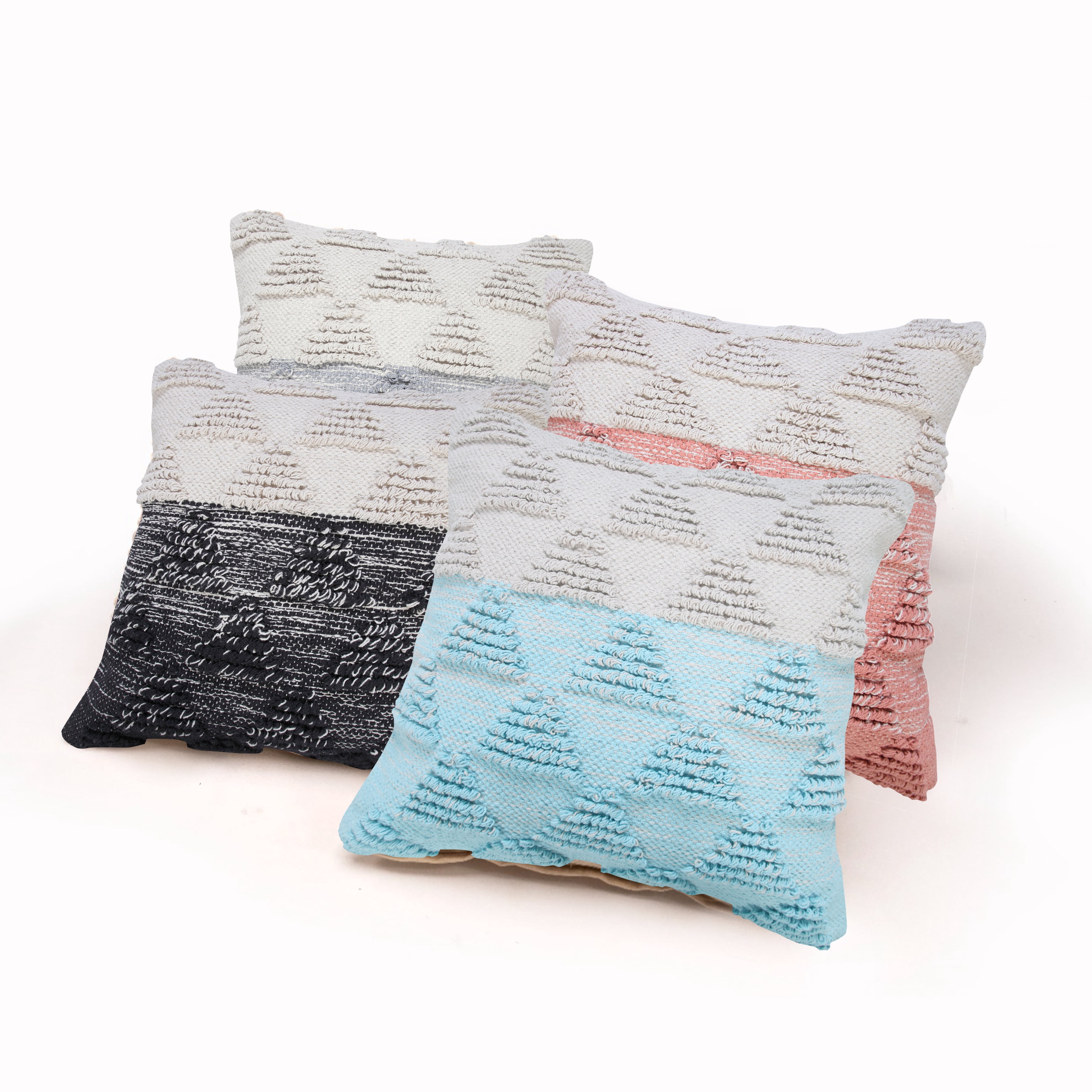 Ox Bay Miles 20" x 20" Black/Ivory Geometric Color Block Cotton Adult Decorative Throw Pillow