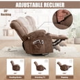 thumbnail image 6 of Sesslife Swivel Rocker Recliner Chair with Heat and Vibration Massage, Manual Fabric Lounge Chair with Side Pockets, 2 Cup Holders, USB Charge Port, Single Sofa Chair for Bedroom Theater, Brown, 6 of 8