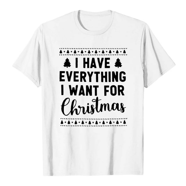 XDZJLR T-Shirt de Noël Femme Couple Imprimé Lettres Manches Courtes Col Rond T-Shirt Haut Homme Blanc TG