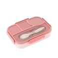 thumbnail image 2 of Microwave Lunch Box | Bento Food Storage Container | Sealed Leakproof Design | Removable Divider | Chopsticks & Dip Compartment | Portable Plastic | 9.13x6.77x2.01in | Pink Gray Blue | 1 Piece, 2 of 7