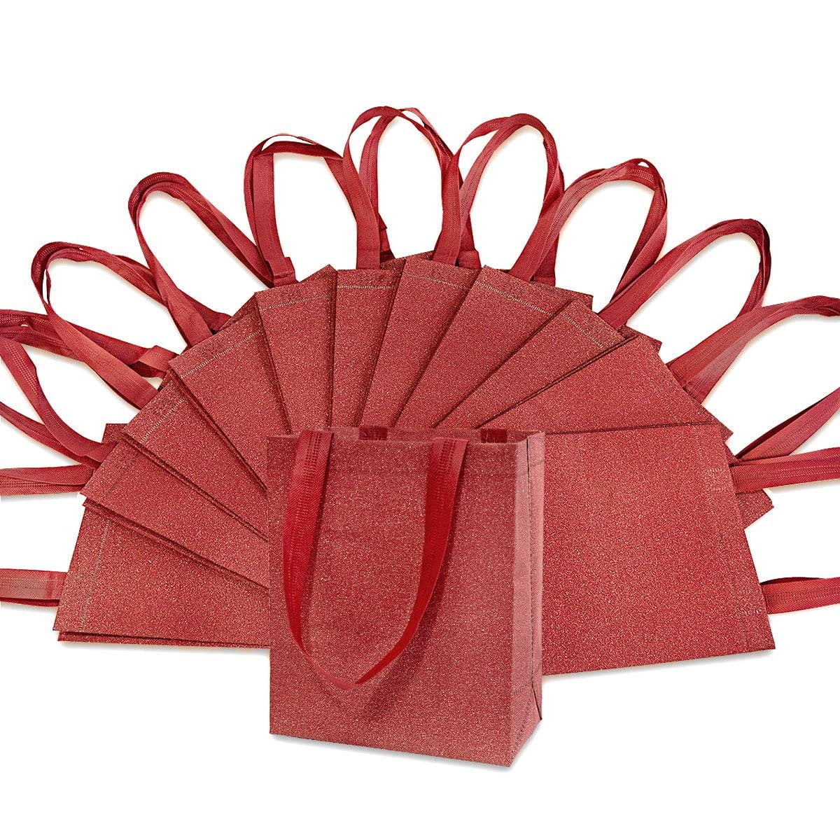 OccasionALL Medium Red Reusable Fabric Gift Bags with Handles for All