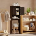 thumbnail image 3 of Aiho 66.1" over the Toilet Storage Cabinet with Adjustable Shelf and Open Storage Shelf, Freestanding - Espresso, 3 of 10