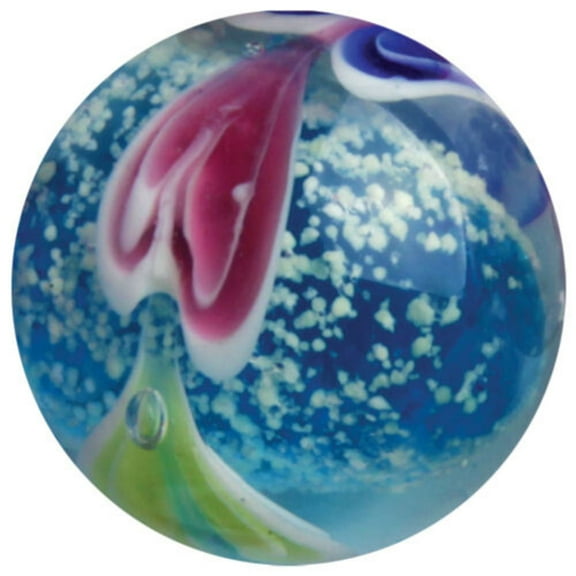 22mm (7/8") Wave Breaker Hand Made Art Glass Marble Glow in The Dark Blue