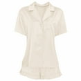 thumbnail image 3 of Silk Pajamas for Women 2 Piece Button Down Womens Short Sets Lounge Sets Womens Pajama Sets, 3 of 3