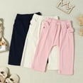thumbnail image 2 of FINALGANG Baby 3 Pack Ribbed Harem Pants Girls Boys Solid Color Elastic Waist Soft Stretchy Trousers With Pockets For Toddler Daily Wear Play Classic Bottoms, 2 of 5
