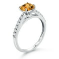 thumbnail image 3 of 10K White Gold 8MM Cushion Checkerboard Cut Yellow Citrine and White Lab Grown Diamond Engagement Ring for Women (2.18 Cttw, Gemstone November Birthstone, Available in Size 5, 6, 7, 8, 9), 3 of 4