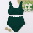 thumbnail image 7 of UTSJKR Scalloped Trim Two Piece Swimsuits for Women High Waisted Bikini Sets Tummy Control Cheeky Bathing Suits Swimwear Green XXL, 7 of 7