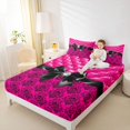 thumbnail image 2 of Manfei Cute Black Bow Fitted Sheet Full,Rustic Western Damask Bed Set,3-Piece,1 Fitted Sheet and 2 Pillowcases, 2 of 6