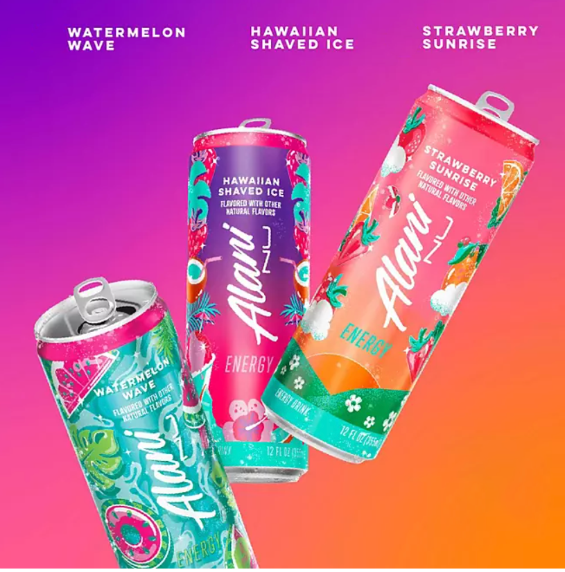 Alani Nu Energy Drinks Strawberry Sunrise, Watermelon Wave, Hawaian Shaved Ice Variety Pack | Sugar Free, Low Calorie Energy Drinks 6 Cans Total (12 fl oz Each) 6 Pack